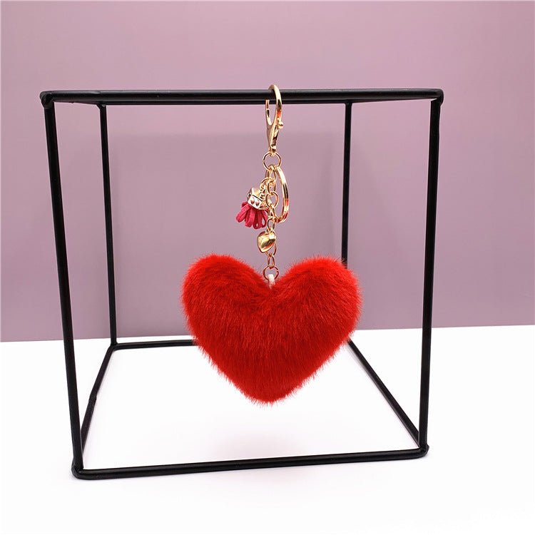 Wholesale Tassel peach heart keychain cute bag pendant heart-shaped plush car keychain